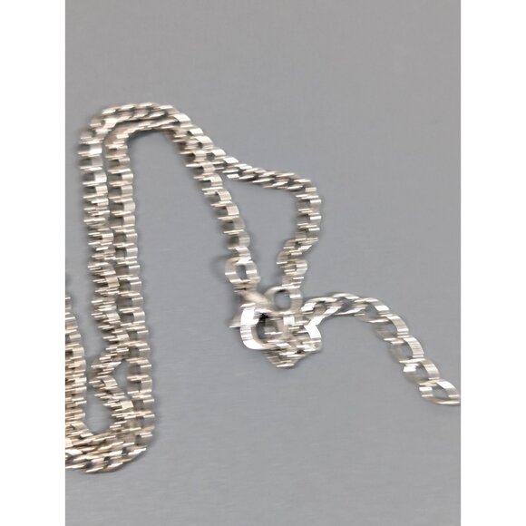 Red Rhinestone Initial Letter M Rectangle Solitaire Pendant necklace Silver Tone - Picture 5 of 8